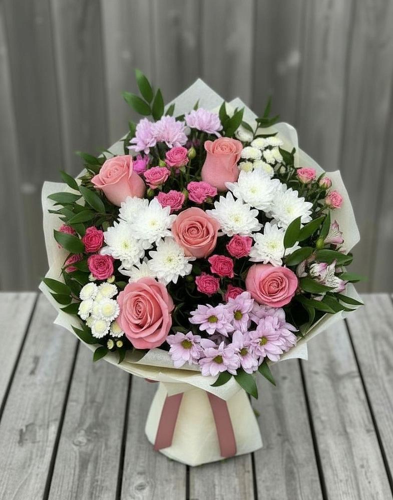 Букет цветов из: Альстромерии, Гвоздики, Розы и Хризантемы в Багане