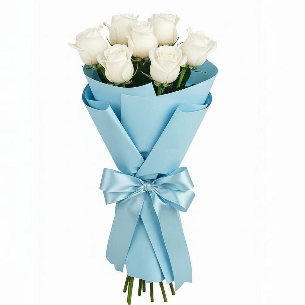 Букет 7 белых роз Проуд в Багане