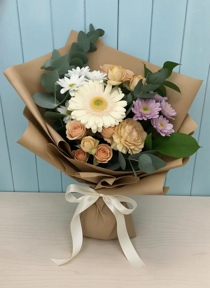 Букет цветов из: Герберы и Хризантемы в Багане