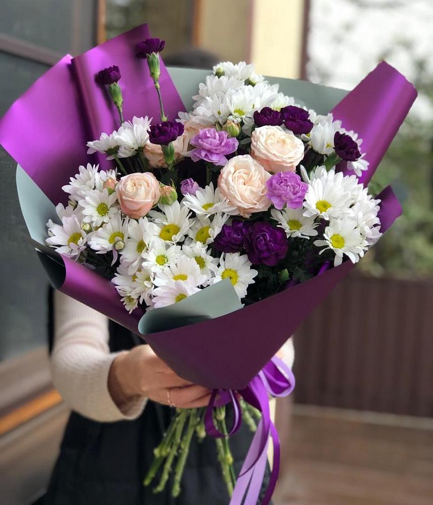 Букет цветов из: Хризантемы, Гвоздики и Розы в Багане