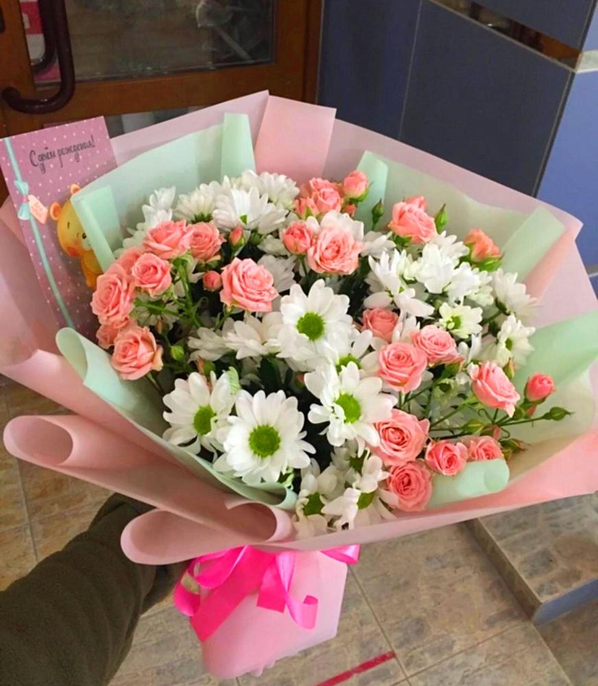 Букет цветов из: Розы и Хризантемы в Багане