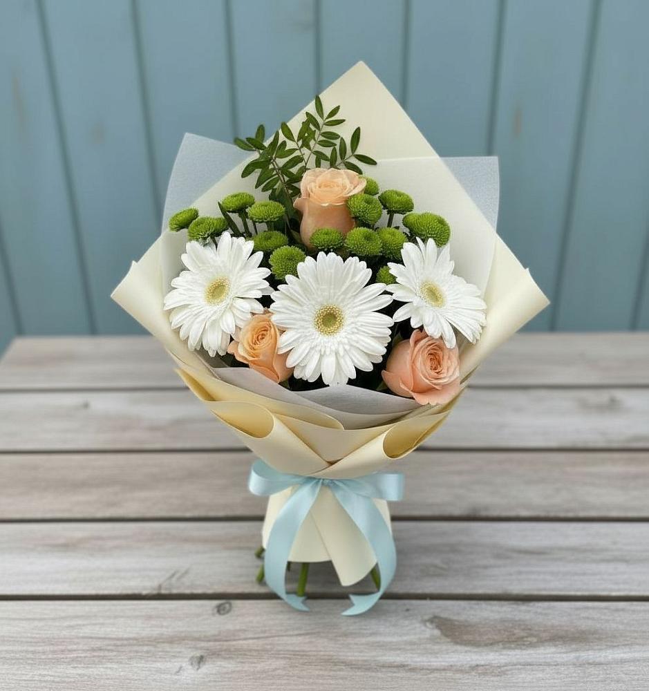Букет цветов из: Герберы, Розы и Хризантемы в Багане