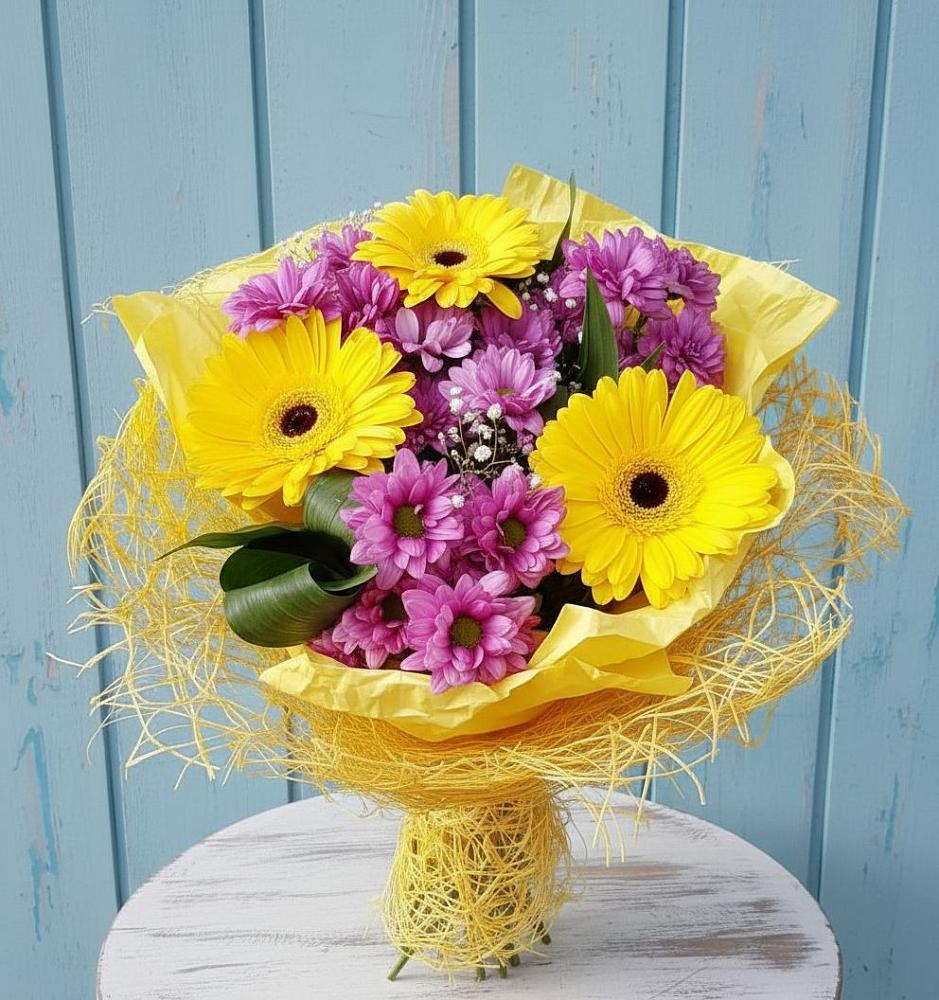 Букет цветов из: Хризантемы и Герберы в Багане