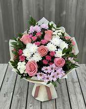 Букет цветов из:  Альстромерии, Гвоздики, Розы и Хризантемы #REPLACE_PRED# Багане