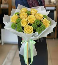 Букет цветов из:  Хризантемы и Розы в Багане