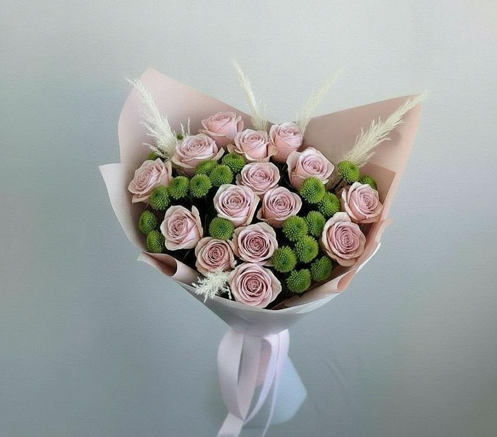 Букет цветов из: Розы и Хризантемы в Багане