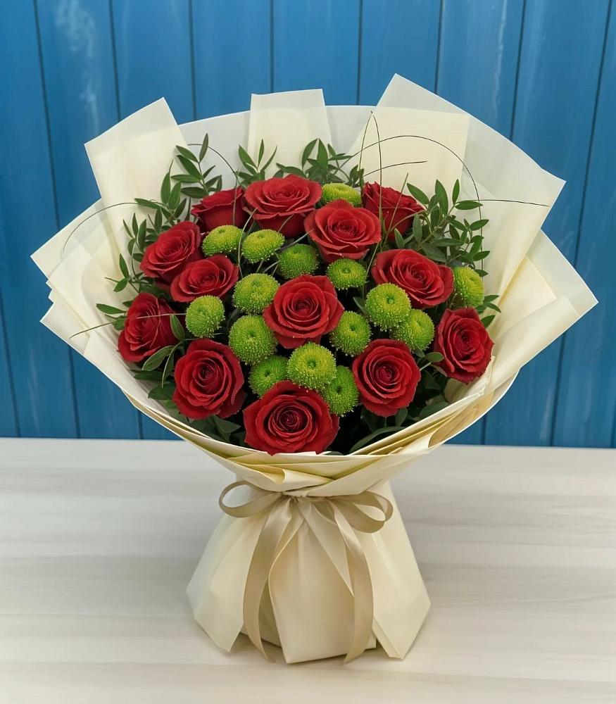 Букет цветов из: Розы и Хризантемы в Багане